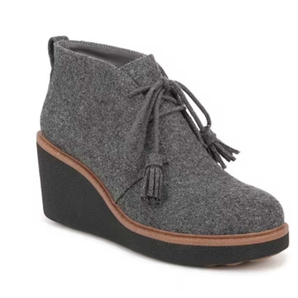 Dr. Scholl's Women's Aurora Gray Wedge Ankle Boots 3.25 Inches Wedge Heel Size 8